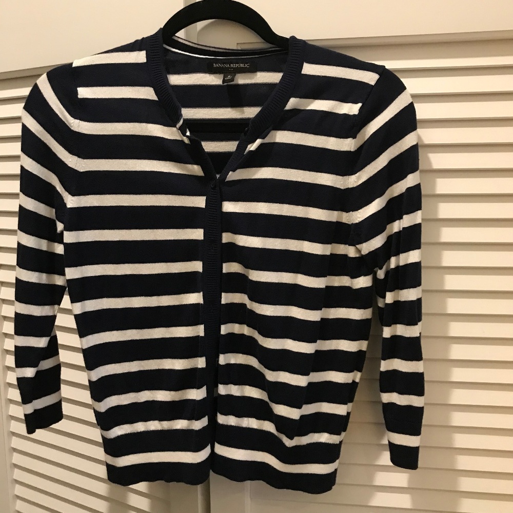 Banana Republic Navy Striped Cardigan